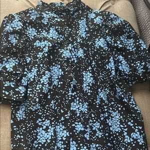 Black and Blue Patterned Blouse